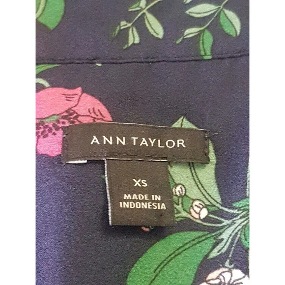 Ann Taylor Womens Blouse Top Sz XS Floral Long Sleeve Button down Collar Office - Picture 4 of 16